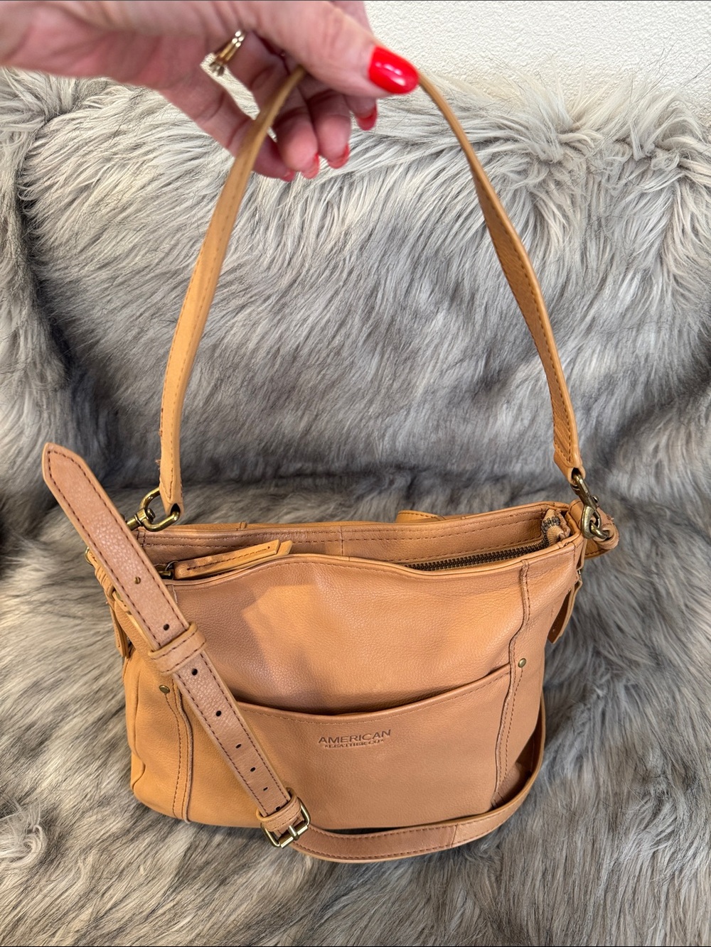 American Leather Tan Shoulder/Crossbody Bag